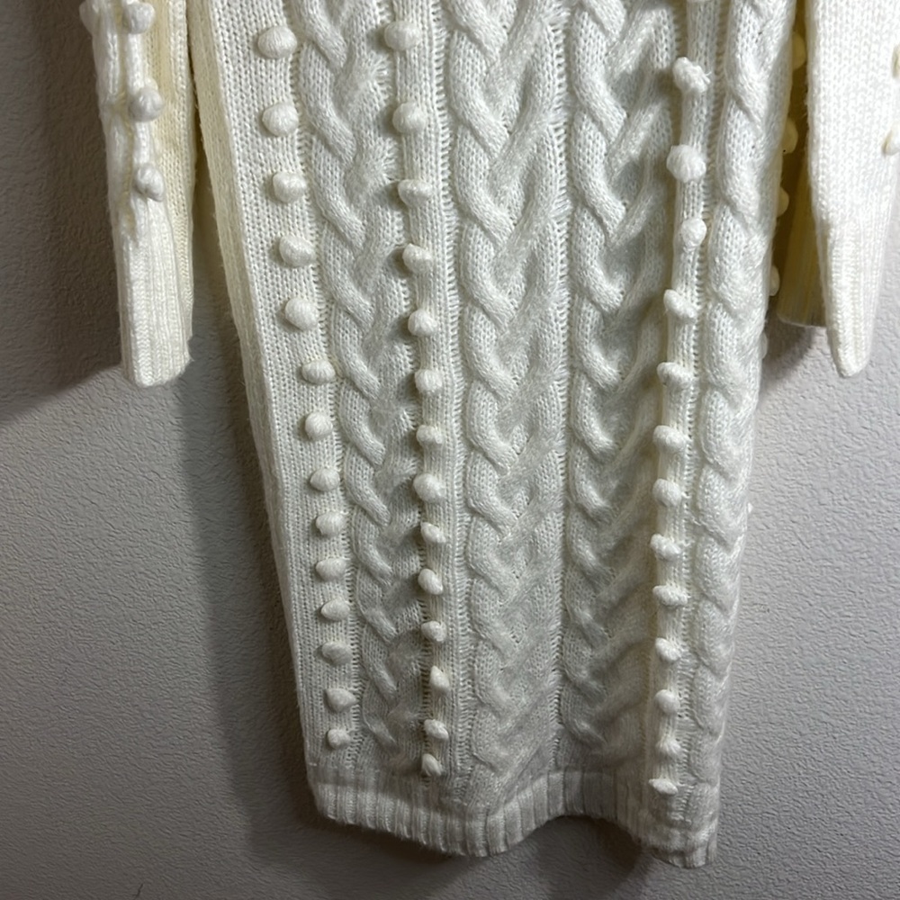 Farm Rio Braided Midi Sweater off shoulder chunky knit Dress Sz M NWT fall luxe - Picture 12 of 13
